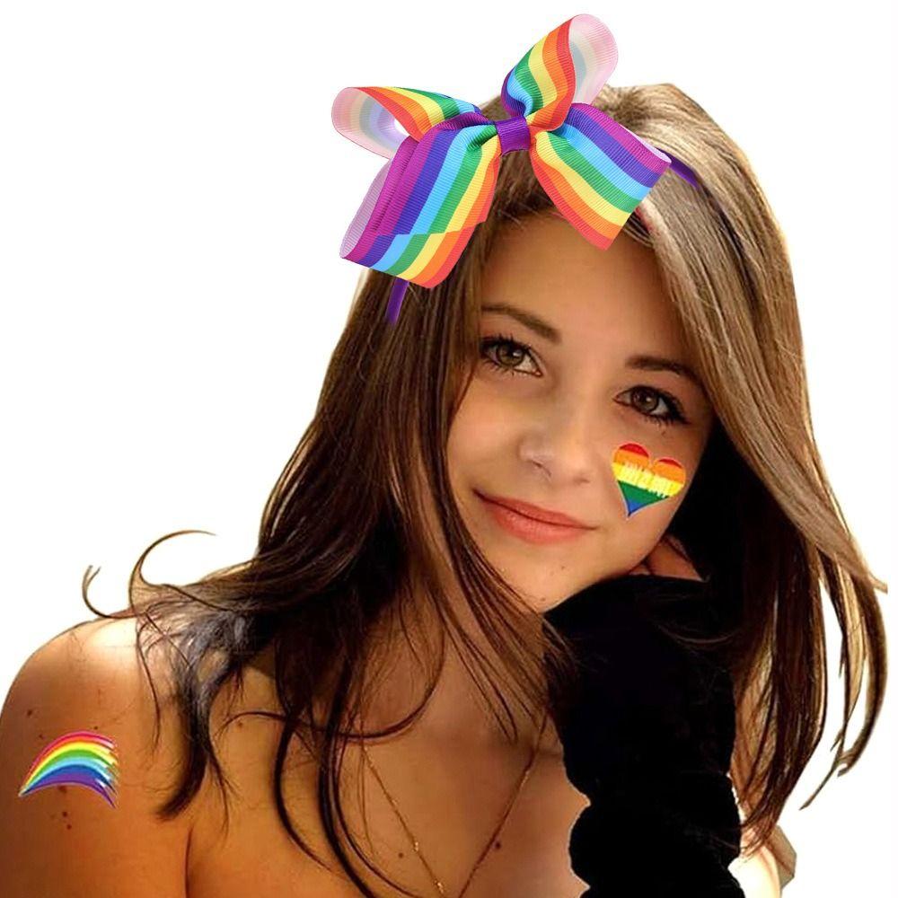 Elastic Rainbow Hair Clips Jumbo Large Ponytail Pigtails Holders Ribbon Hair Band  Cheer Leading