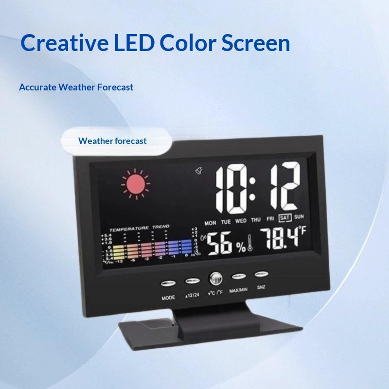 1 Set Thermometer Hygrometer Calendar Digital LCD Display Temperature And Humidity Meter Multi-functional Weather Station Clock