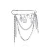 Multi-element Lock Cross Brooch, Retro Trendy Metal Chain Pin Accessories
