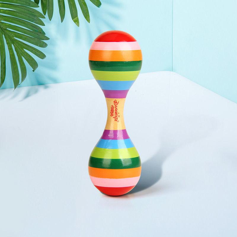 Baby Rattle Toy Baby's Rattle Grasping Wooden Handbell for Baby's Attention Attracting