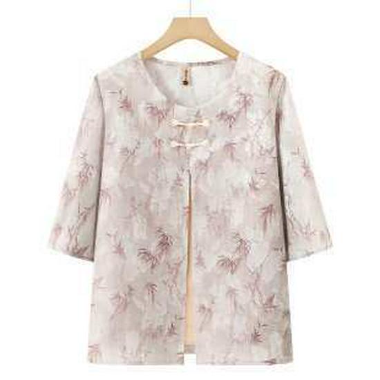 

Grandma s Summer Chiffon T-Shirt - Short Sleeves for Middle-Aged & Elderly Women 3XL фіолетовий