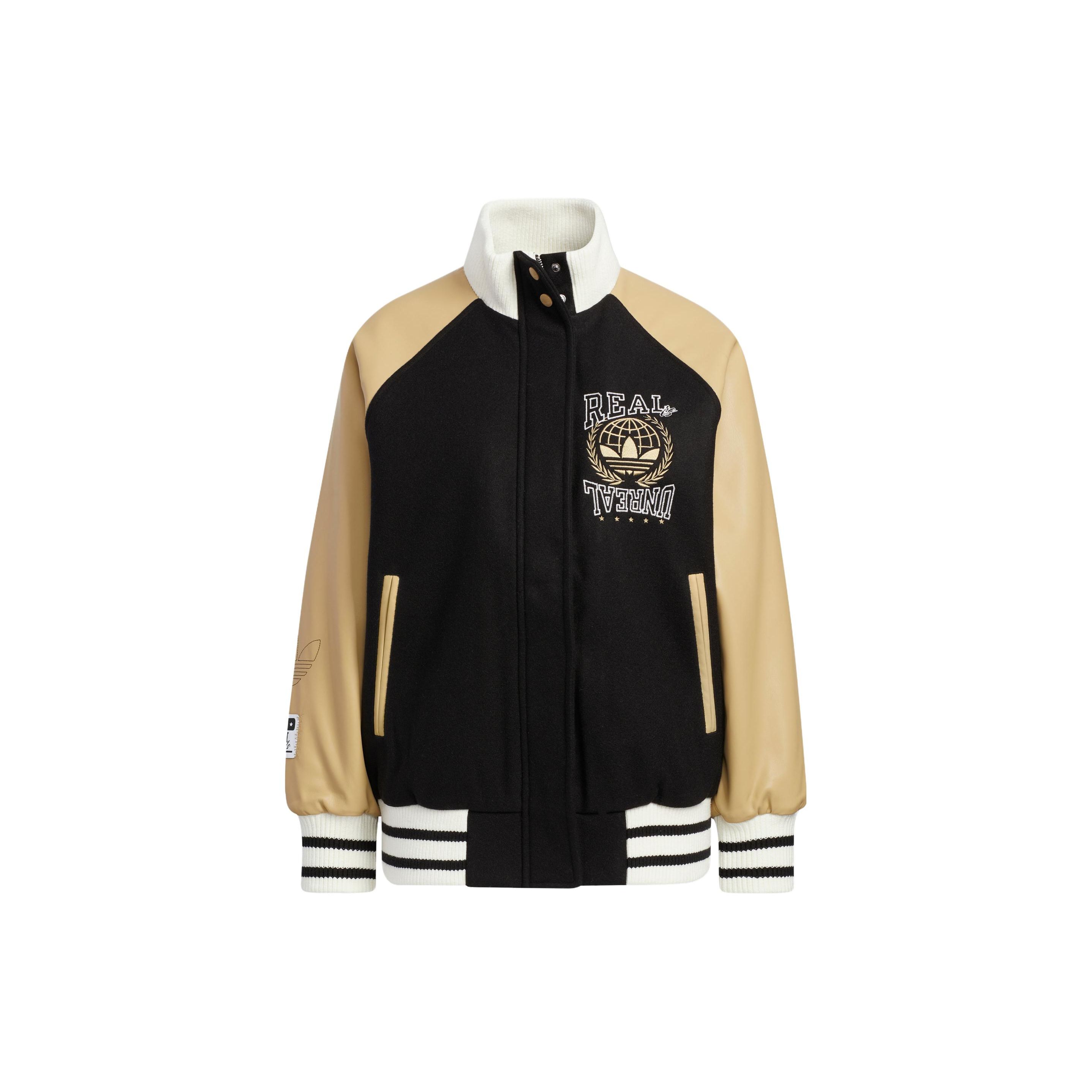 adidas Originals Unisex Retro Baseball Zip-Up Windproof Stand Collar Jacket Black HS9513 S