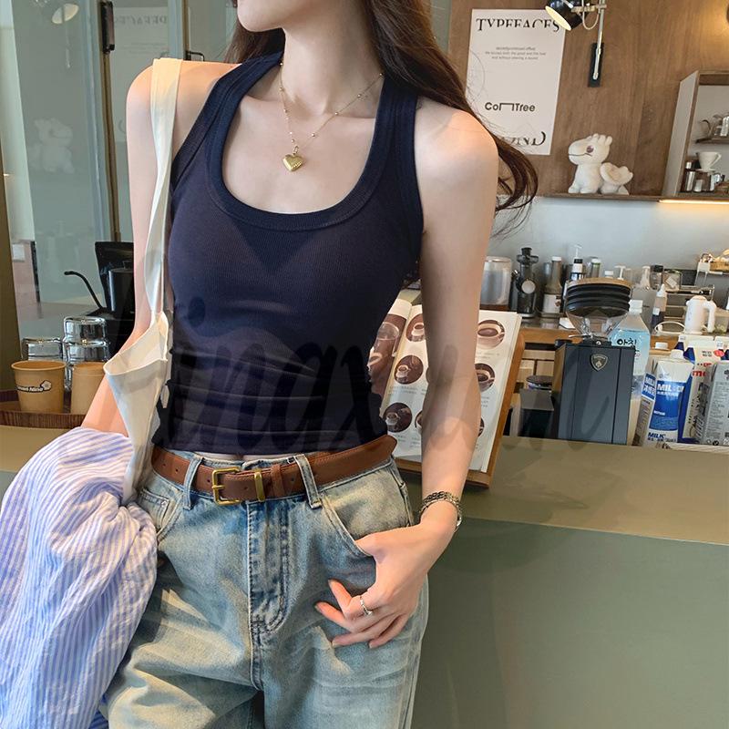 

Women s Sleeveless Tank Top - Spring/Summer 2026 New Style Base Layer Large темно-синий