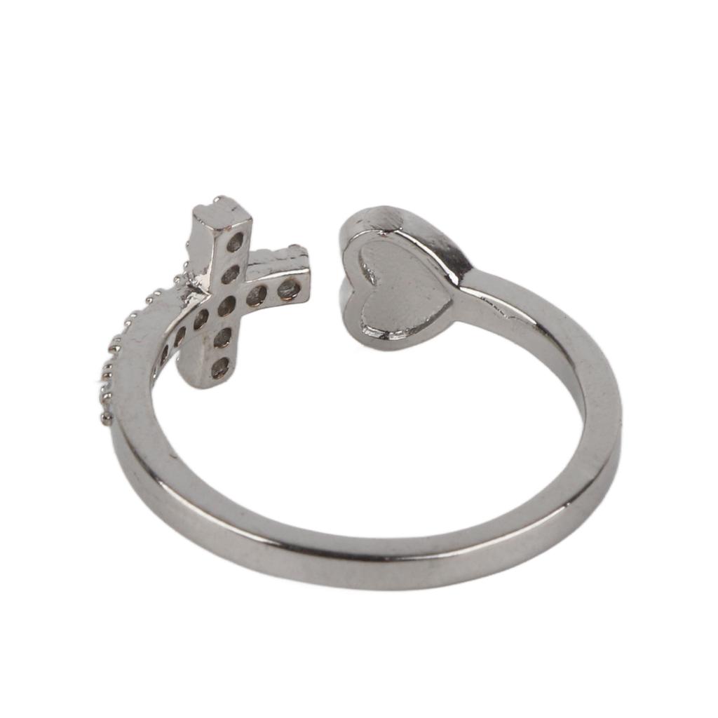 Cross Peach Heart Open Ring Fashionable Finger Ring Adjustable Open Rings Female Jewelry Gift