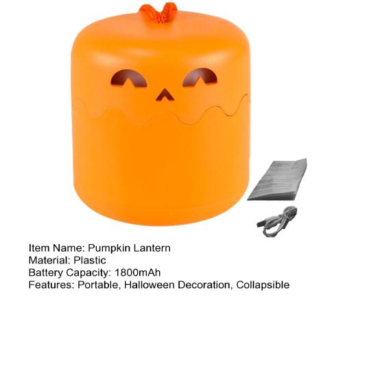 Halloween Portable Pumpkin Lantern with Lanyard Collapsible Battery Operated LED Pumpkin Light for Indoor Outdoor Decoration