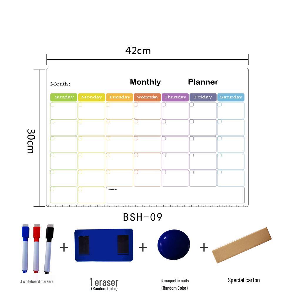 Erasable Magnetic Calendar & Whiteboard Sticker Set for Fridge – Customizable Planner & Message Board