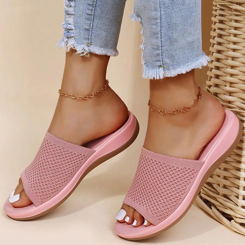 Fashion Women Sandals Soft Flat Sandals Zapatos Mujer Summer Sandals Women Stretch Fabric Footwear Elegant Slippers Shoes Women Female