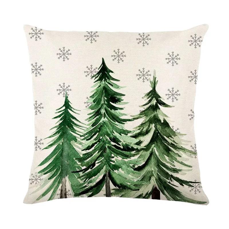 Christmas Snowflake Throw Pillow Cover Deer Printing Home Decorative Cushion Cover for Sofa New Year Decor Linen Pillowcase