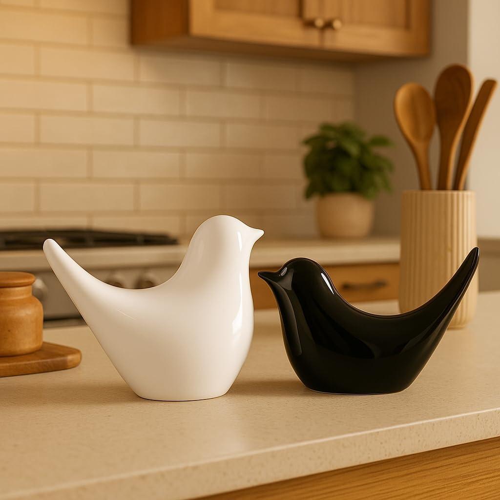 

Креативні Білі та Чорні Глянцеві Керамічні Фігурки Птахів Домашні Декорації Аксесуари Вечірка (Упаковка з 2 штук) Onesize 20.9