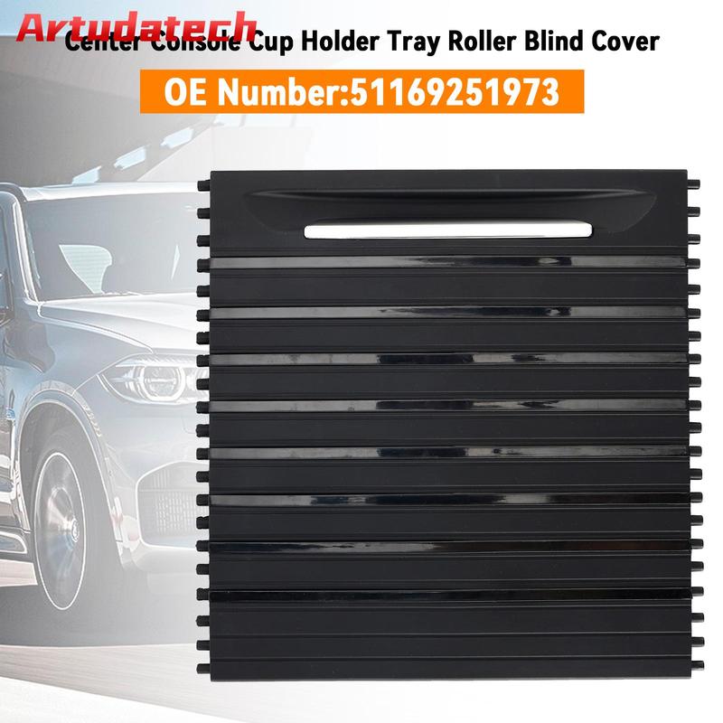 Artudatech Center Console Cup Holder Tray Roller Blind Cover for BMW F15 X5 F16 X6 2014-18 Car Accessories