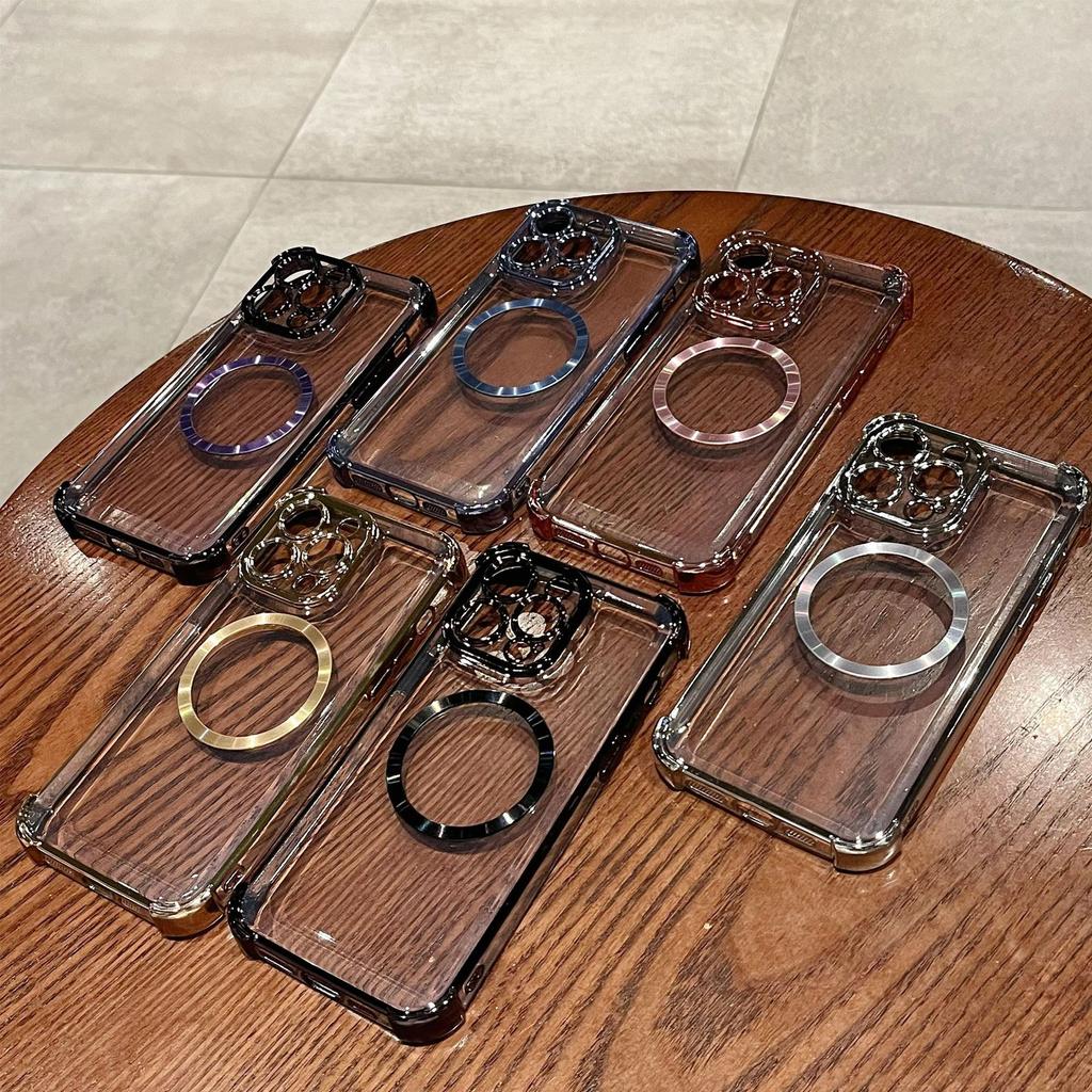 Anti-drop Electroplated Case for IPhone 16PRO IPhone 13 14 Solid Color High End CD Pattern Magnetic Protective Case