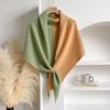 Women's Fashionable Color Blocking Knitted Shawl Wool Open Collar Shoulder Top Shawl Scarf