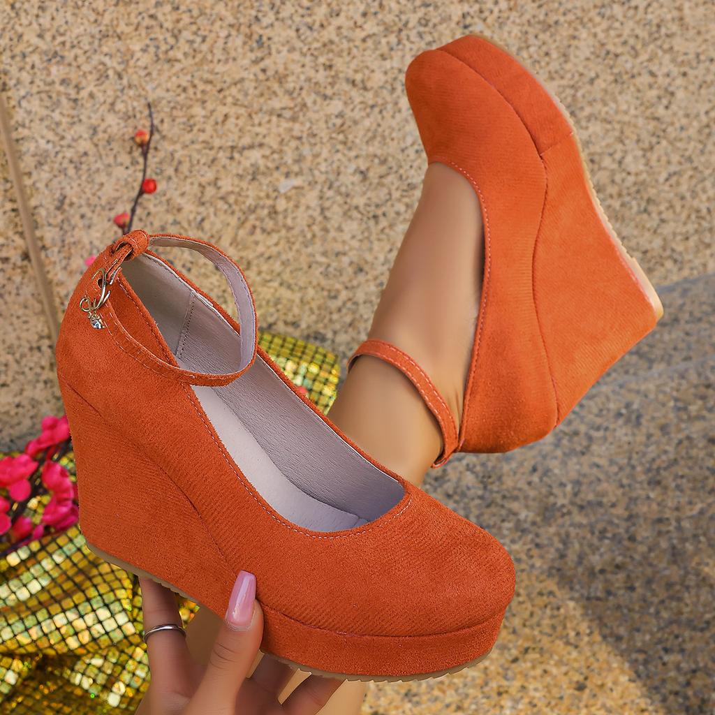 Multicolor Round Toe Women's High Heel Pumps Suede Ankle Strap Platform Shoes Spring Autumn Casual Shoes for Women Size 36-43
