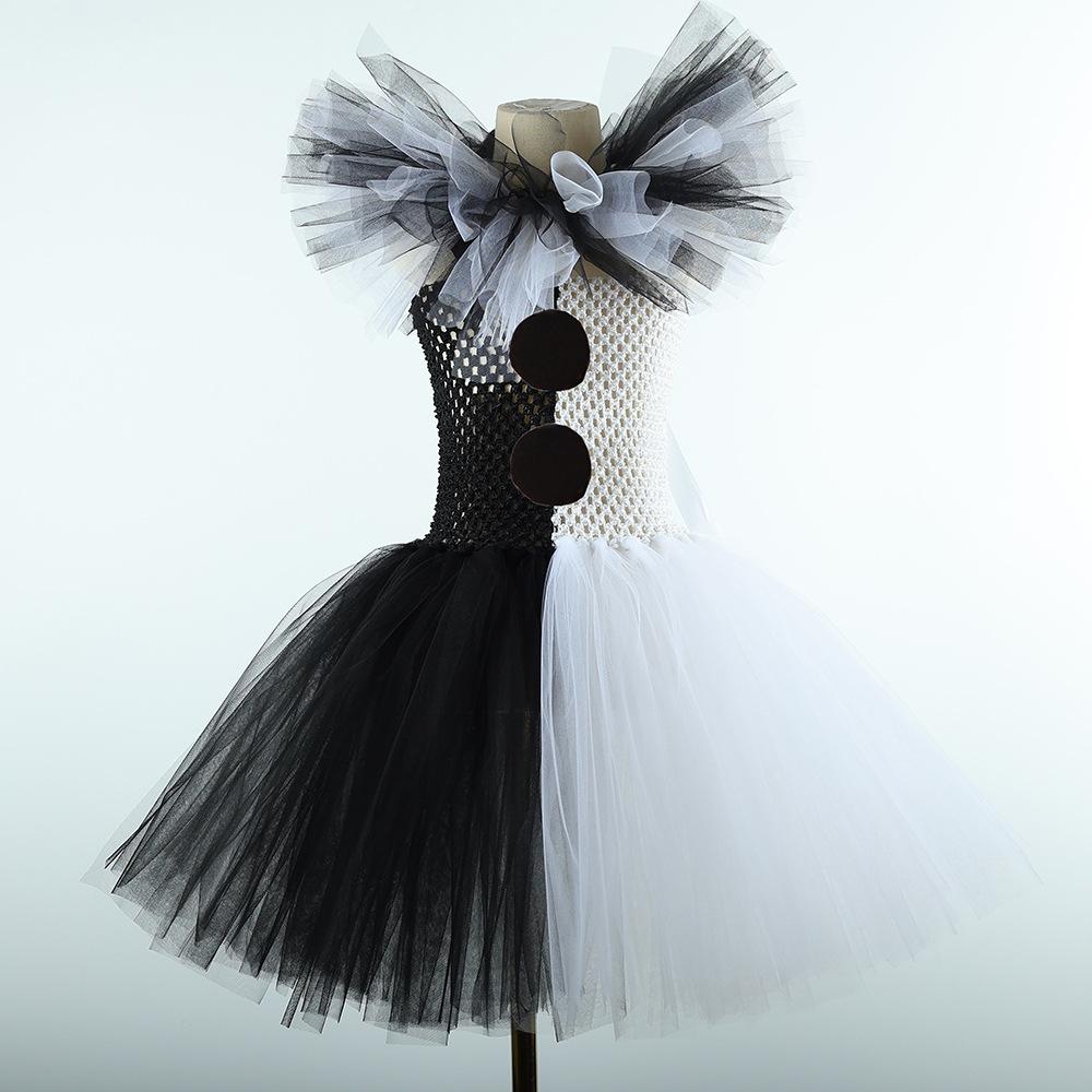 Costumul de clovn Terrifier Art Girl Negru Alb Rochie tutu fantezie Rochie Joker Horror pentru Fete Costume de Petrecere Carnaval Halloween