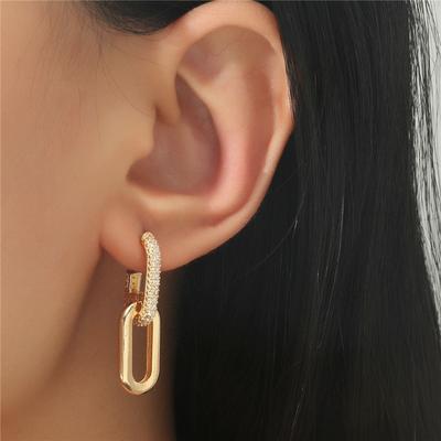 Orecchini Pendenti Design Doppio Cerchio Retro Colore Oro Cerchi Rotondi Geometrici per Donne Ragazze Punk Hip Hop Gioielli alla Moda
