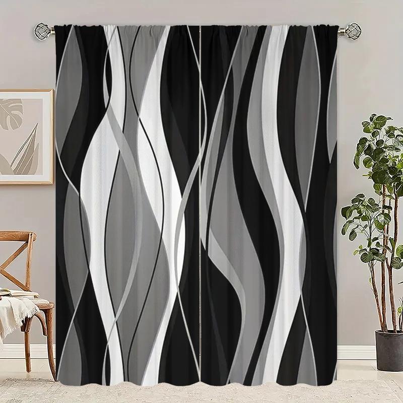 Selling 100,000 - a variety of striped environmental polyester printed curtains limited time special + gift combination