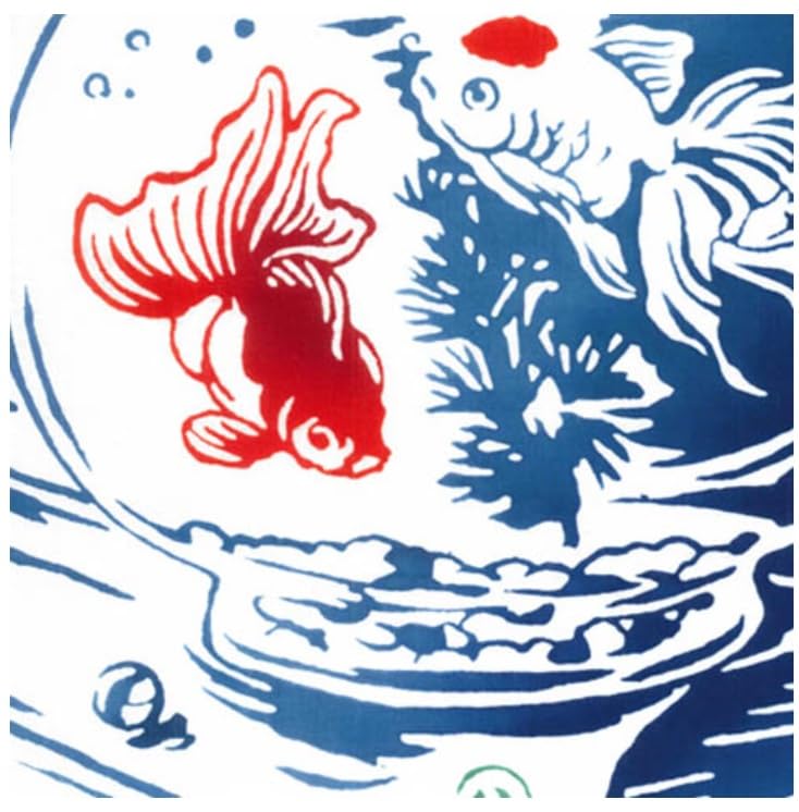 Todaya Shoten Niwa-zome Tenugui (Japanese Hand Towel) with Goldfish Bowl On the Veranda 285