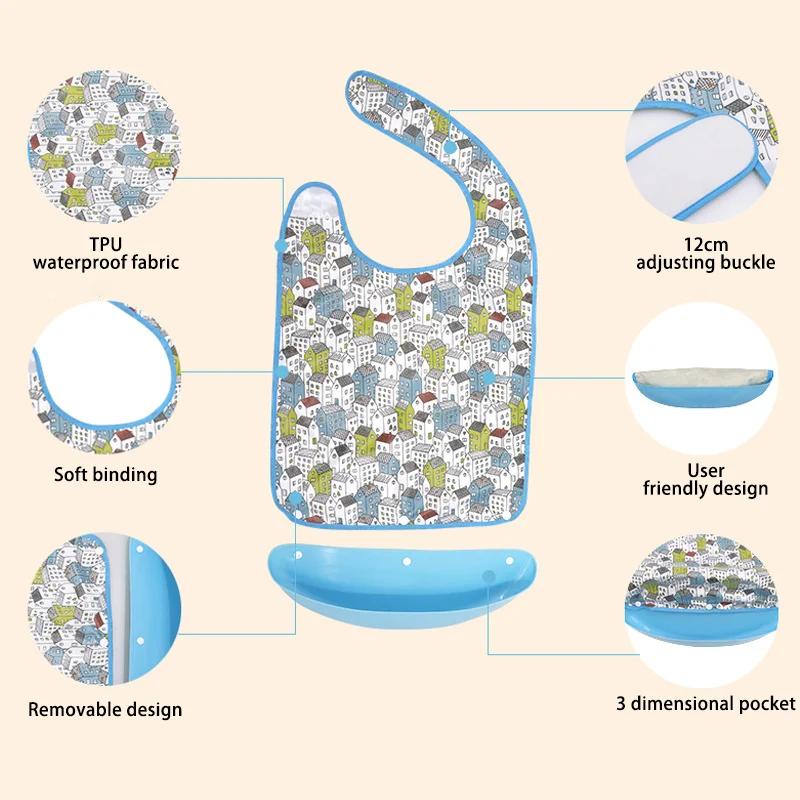 Adult Dining Bib Household Detachable Oil-proof and Waterproof Bib Suitable for the Elderly and Patient
