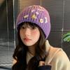 Korean version designer knitted hat children's sweet button face small wool hat autumn and winter bag head warm cold hat
