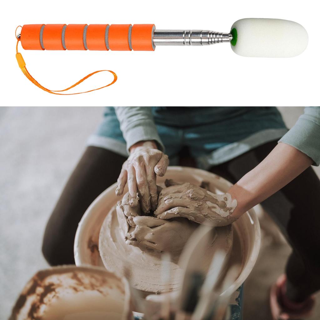 Telescoping Ceramics Water Absorbing Rod With Detachable Sponge Head Ergonomic Grip For Studio Use