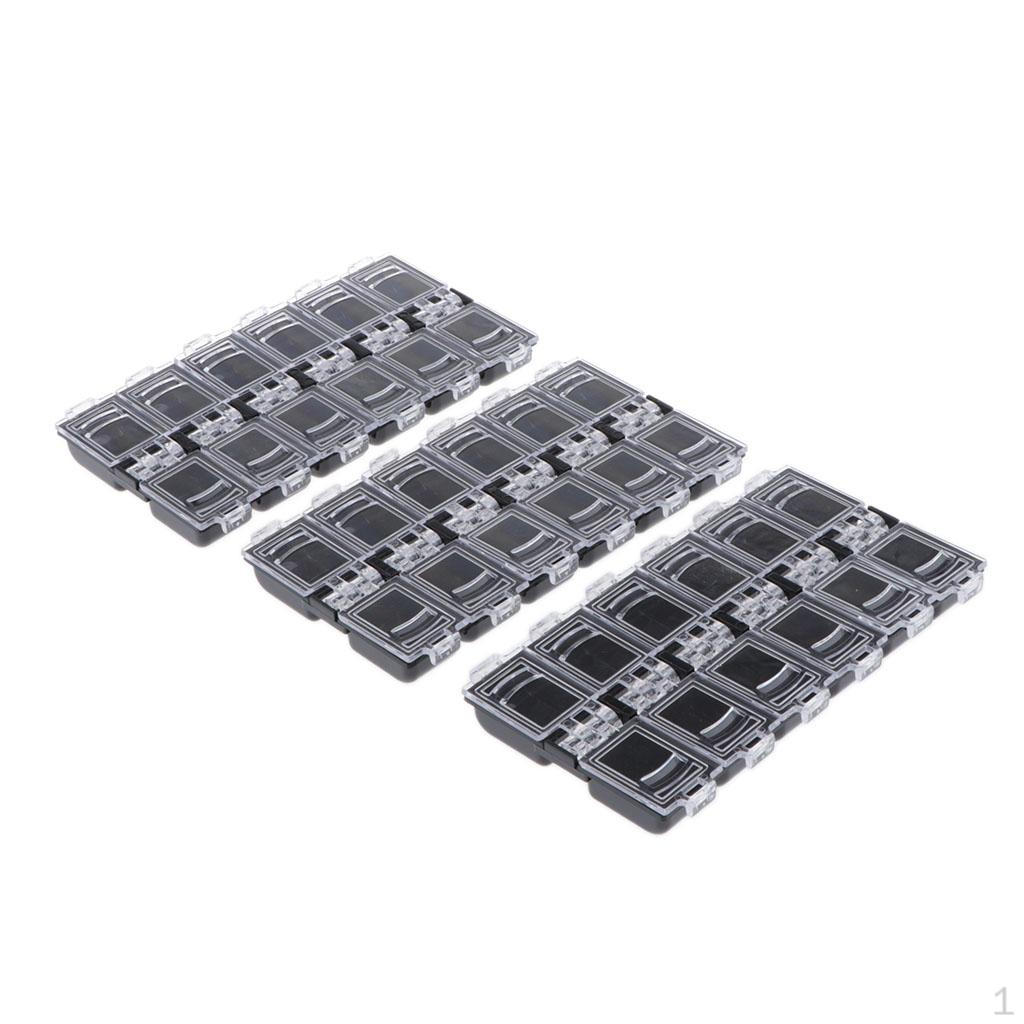 1 Прозрачный пластиковый органайзер для ювелирных изделий Контейнер-кейс для хранения драгоценных камней и бусин чёрный 706₽