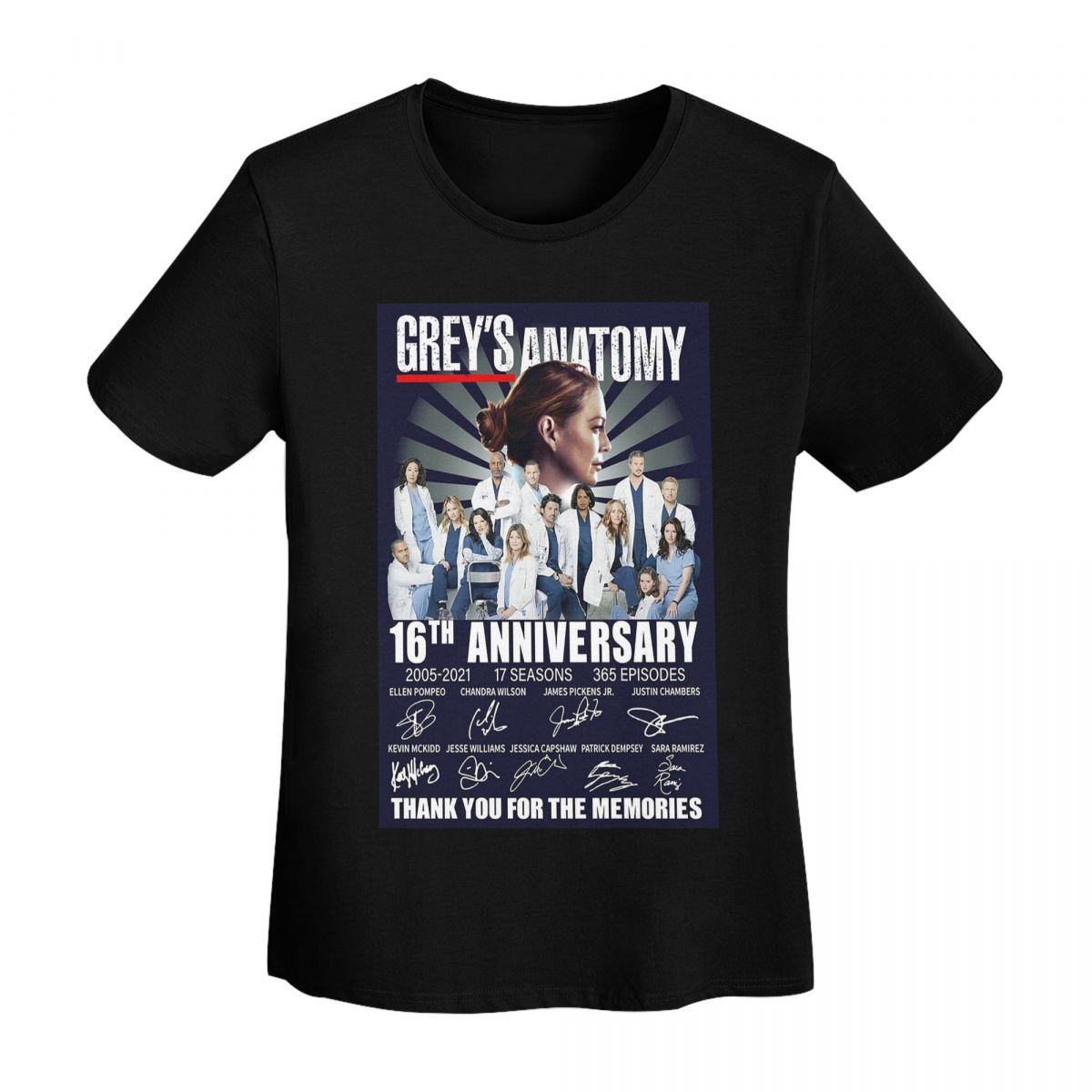 

Greys Anatomy 16Th Anniversary 2005 2021 17 Seasons Thank You For The Memories TShirt Women Short Sleeve T Shirts Streetwear 4XL