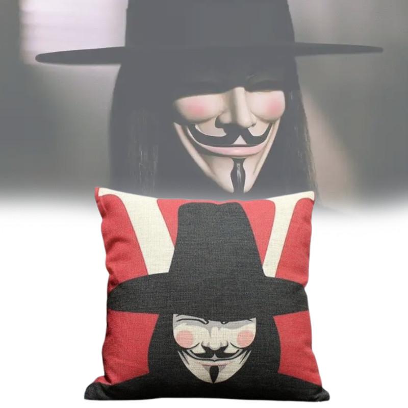 For Vendetta V Character Cushion Cover Imprinted Design Living Bedroom Room