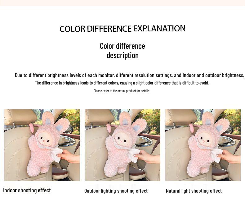 Cartoon Plush Car Tissue Holder - Cute Hanging Pull-out Tissue Box