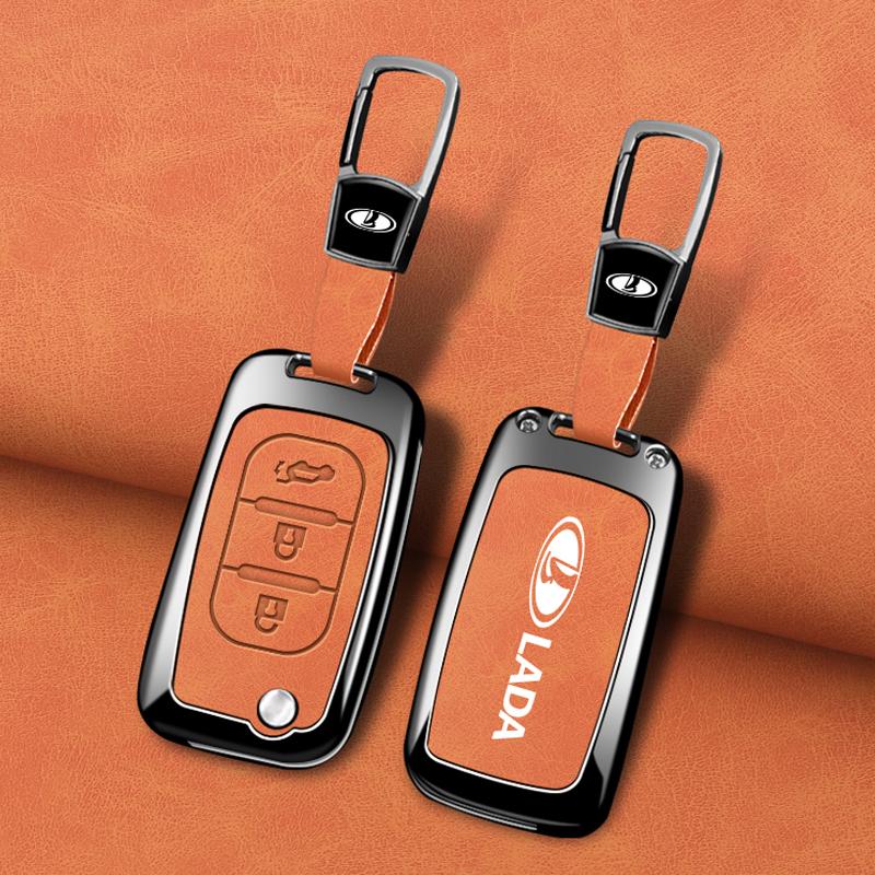 Zinc Alloy Leather Car Key Case Key Case LADA Vesta Granta XRay Kalina Priora Sedan Sport Key Case Folding Key Car Key Case