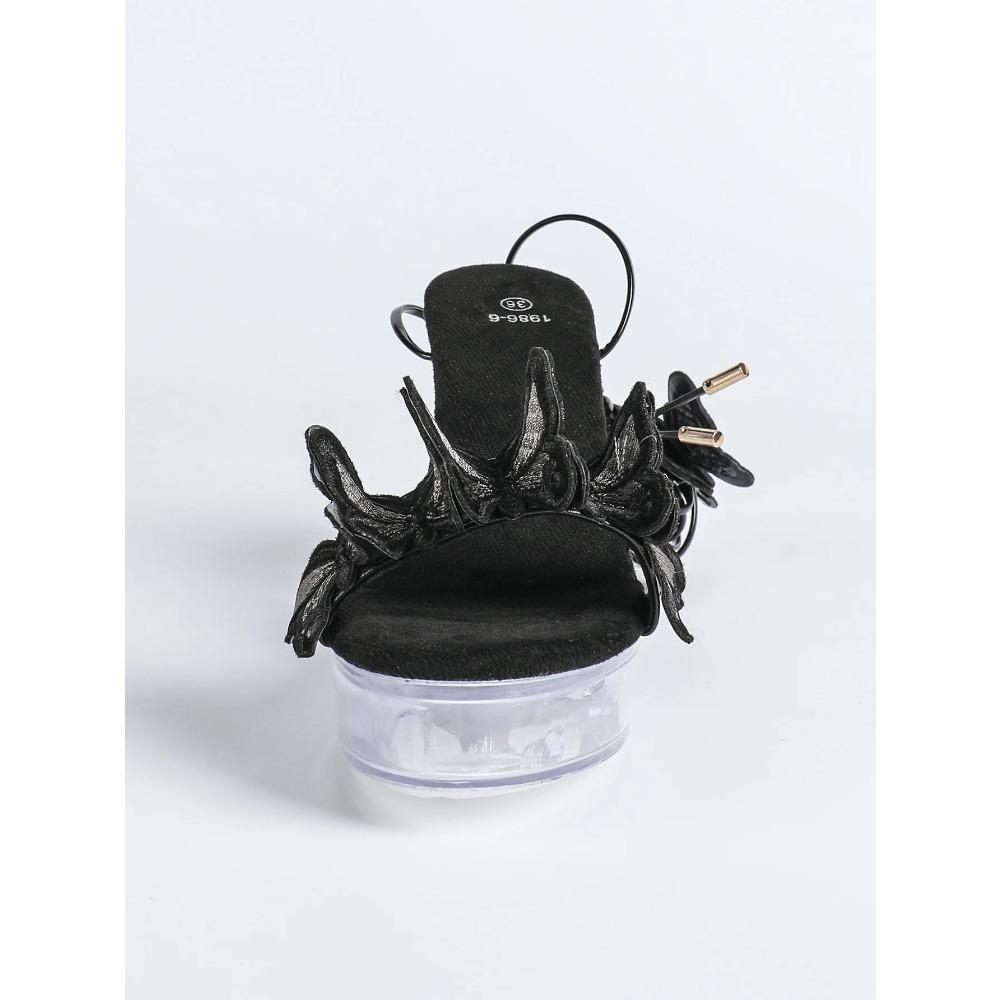 12Cm Clear Heel New Sexy New Fashion Thick Heel Waterproof Table Strap Butterfly Strap Sandals LFD-19866-6