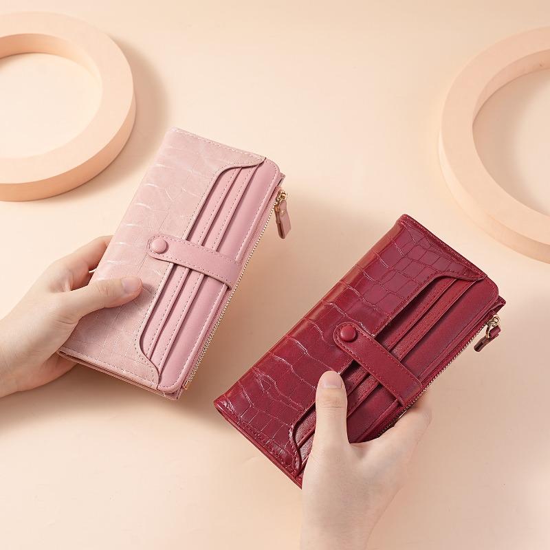 Women’s Crocodile Embossed PU Leather Long Wallet Large Capacity Zipper Clutch Purse Multi Card Holder Coin Pocket Organizer