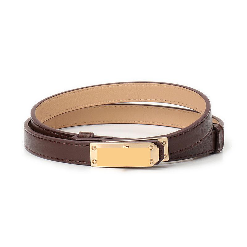 Women's Premium Lock Buckle Skinny Belt Adjustable Waistband for Dress Sweater Blazer Decorative Thin Leather Belt