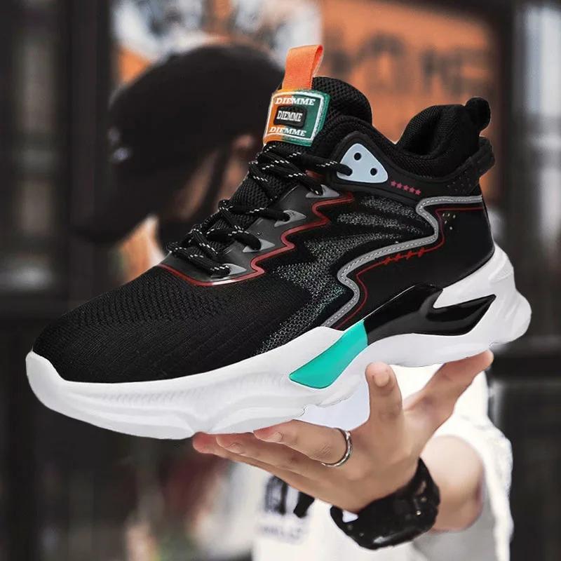 Fashion Luxury Sports Leisure Mens Shoes Breathable Versatile Thick Bottom Sneaker Soft Bottom Non-slip Running Shoes Tenis Masculino