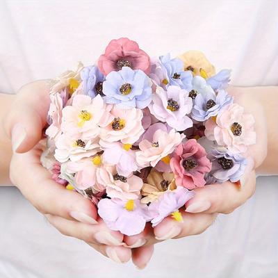 20 adet 3 cm Renkli Papatya Çiçek Başları Mini Ipek yapay çiçekler Düğün Ev Dekorasyon için Noel Çelenk Scrapbooking