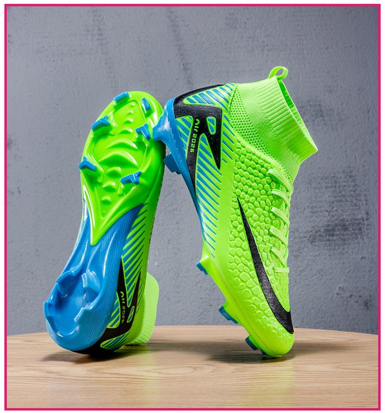Unisex High-Top Long Spike Artificial Turf Football Training Shoes