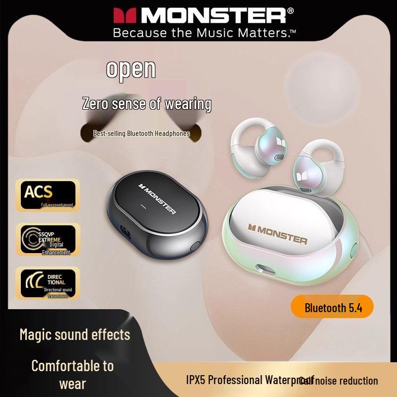 Monster AC600 Waterproof Bluetooth Sports Bone Conduction Clip-On Headphones