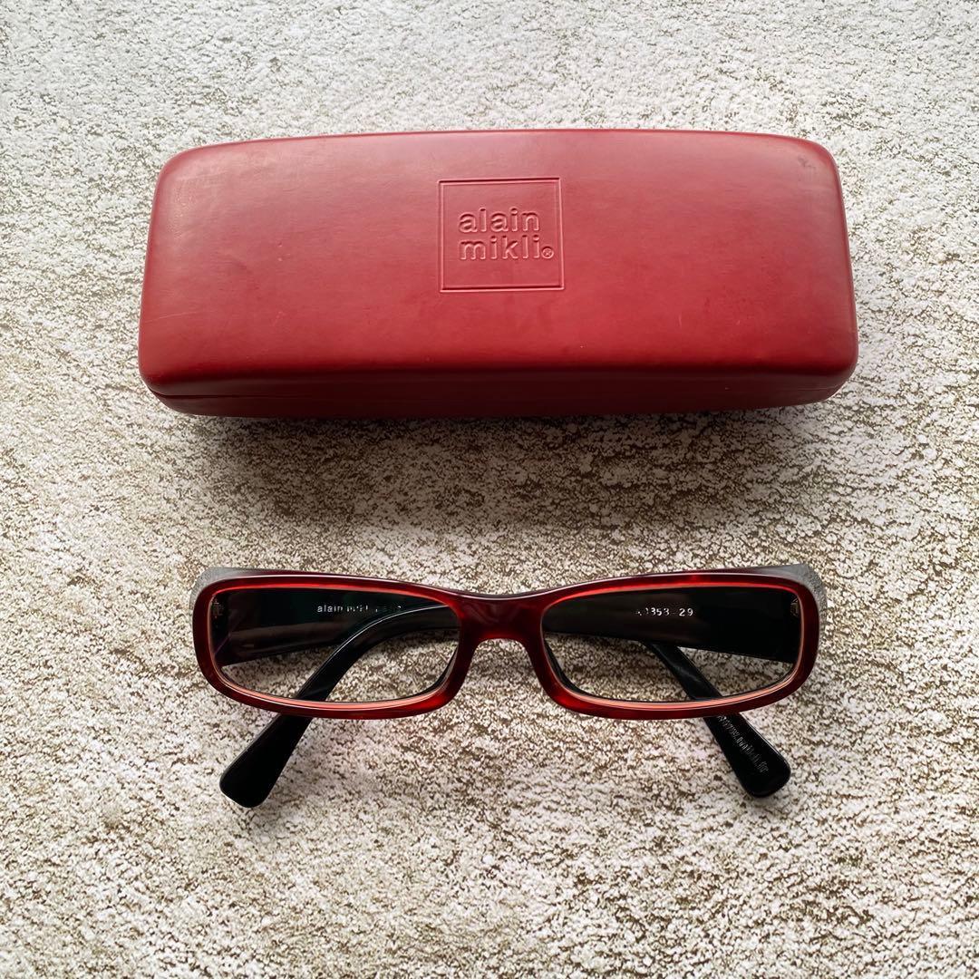 Used alain mikli vintage glasses red square glasses