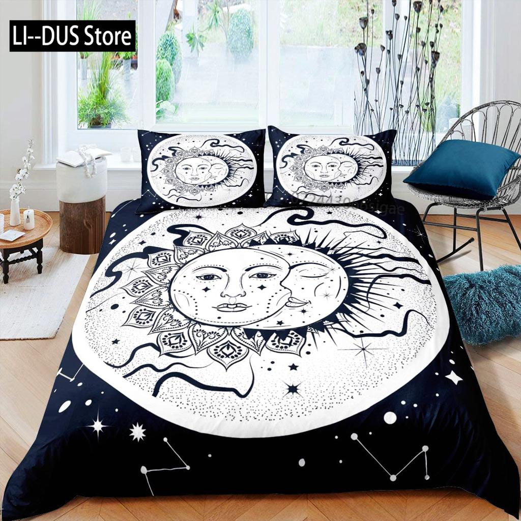 Mandala povlak na peřinu Žluté Slunce Měsíc Bohemský Exotický Dvoulůžkový povlečení Sada Povlečení Pro Teenagery Polyester Dvojité Královna Král Povlak na přikrývku