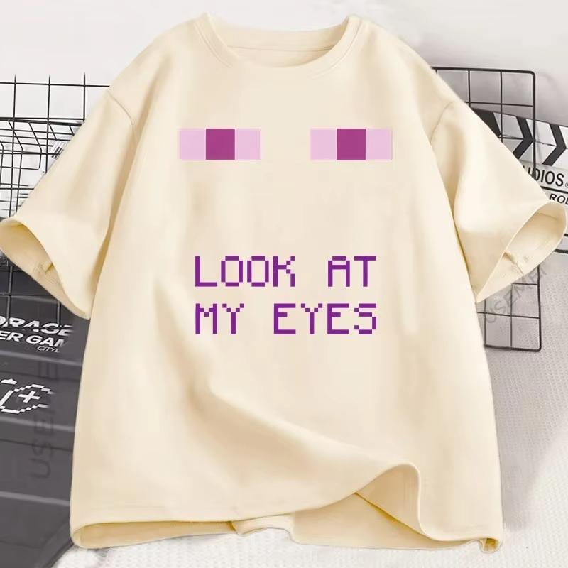 Enderman Eyes Game T-shirts Funny Design Women Short Sleeve T Shirt Casual Round Neck Loose Graphic Tees Clothes