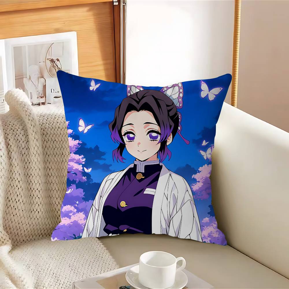 K-Kochou Shinobu Office Cushion Pillowcase Car Cushion Cover45X45CM Lumbar Pillowcase Sofa Pillowcover