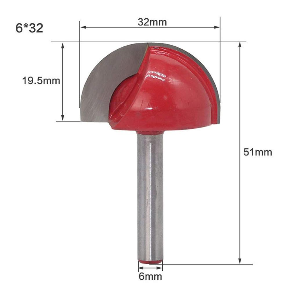 SeonFook Set of 6mm Carbide Router Round Nose Router Bits for Electric Router Bits for Woodworking 4-Piece U-Groove Bits, 6.35mm Shank, Trimmers,