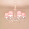 Romantic Young Girl Children Room Droplight Princess Bedroom Pink Crystal Led Chandeliers  6 Lights Lustres 90-260V