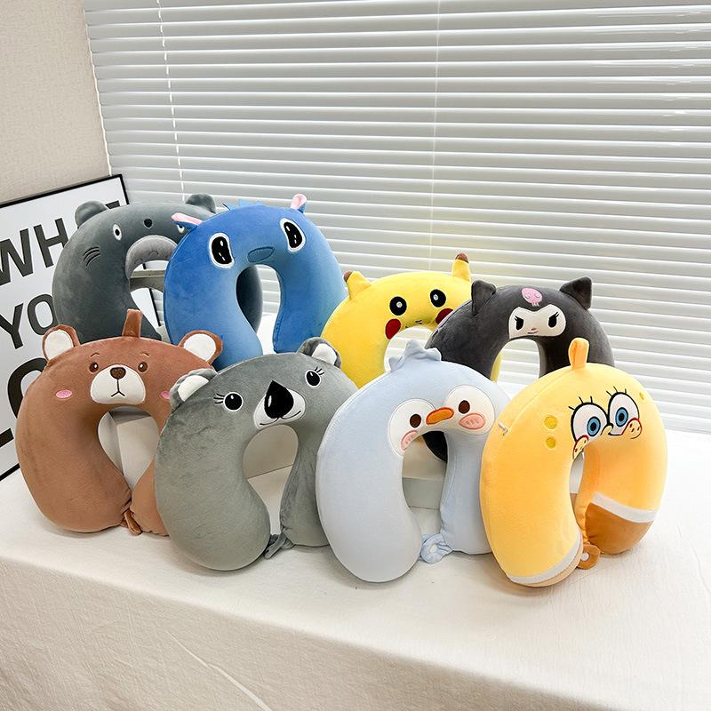Cartoon Memory Foam U-Shaped Travel Neck Pillow for Airplane, Car & Student Use