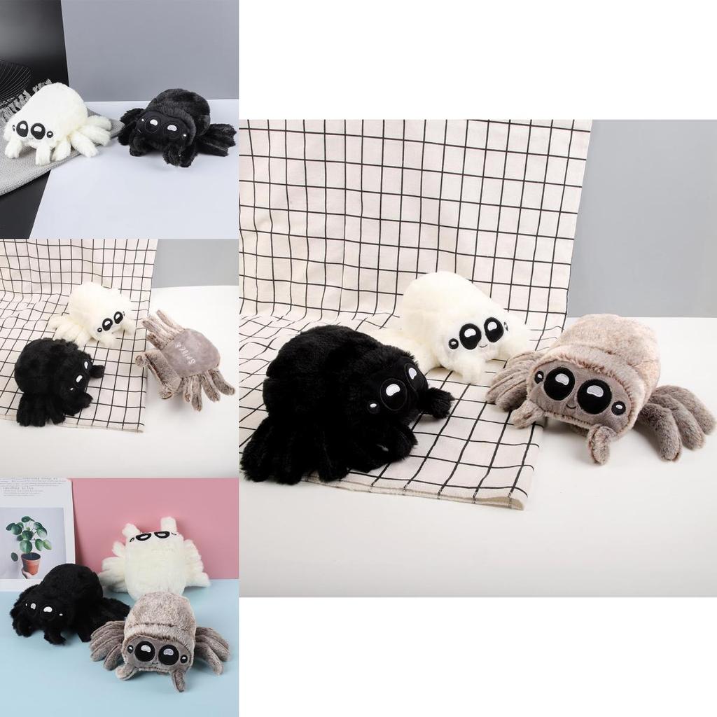 Adorable Plush Spider Toy With Realistic Features In Black White Colorful Design