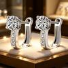 Elegant Rhinestone U-Shaped Earrings for Women - New Fashion Geometric Ear Studs