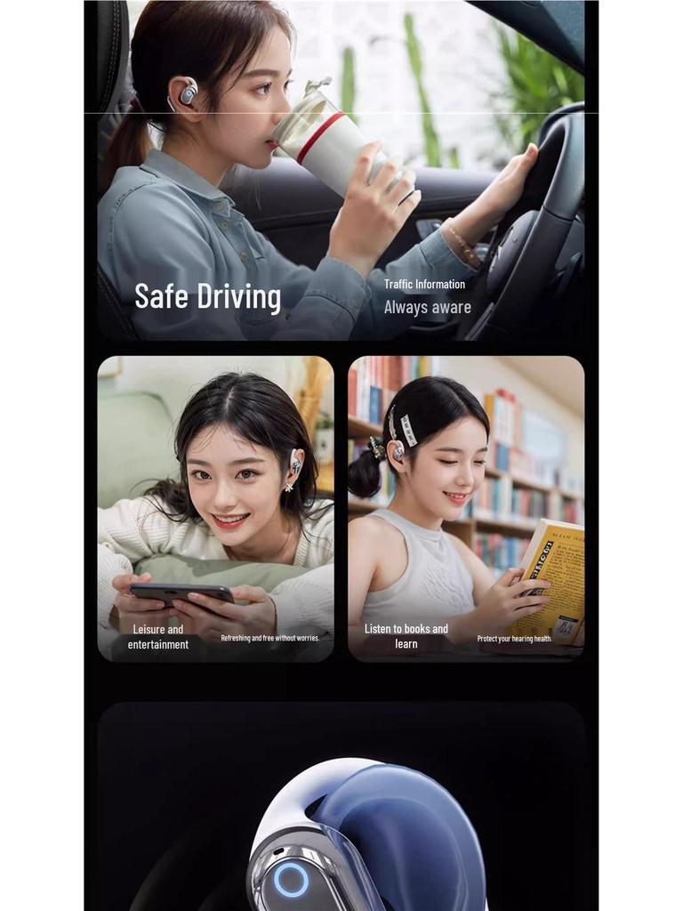 Burmester 2025 Wireless Bone Conduction Headphones - Open Ear Sport Earbuds for Running