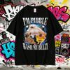 2025 Summer Im Pibble Wash My Belly Funny French Bulldog Meme Men Women Cute Retro Cotton Casual Oversized Leisure T Shirt