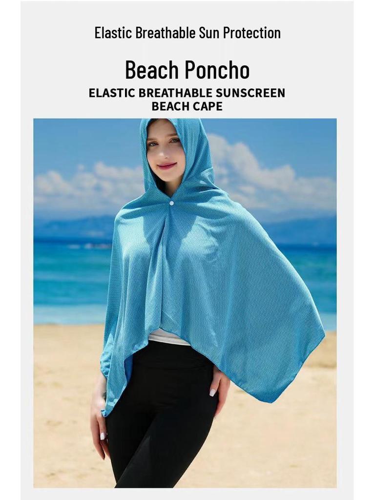 Outdoor Quick-Dry Beach Poncho & Sun Protection Cycling Shawl Hoodie