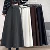 Thickened Velvet A-line Midi Skirt for Women - Autumn Winter 2025, Slimming Casual Drape Style