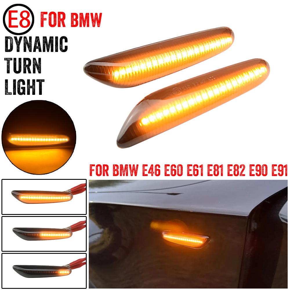 For BMW E90 E91 E92 E93 E60 E87 E82 E46 2Pieces Led Dynamic Side Marker Turn Signal Light  Car Sequential Indicator Blinker Lamp
